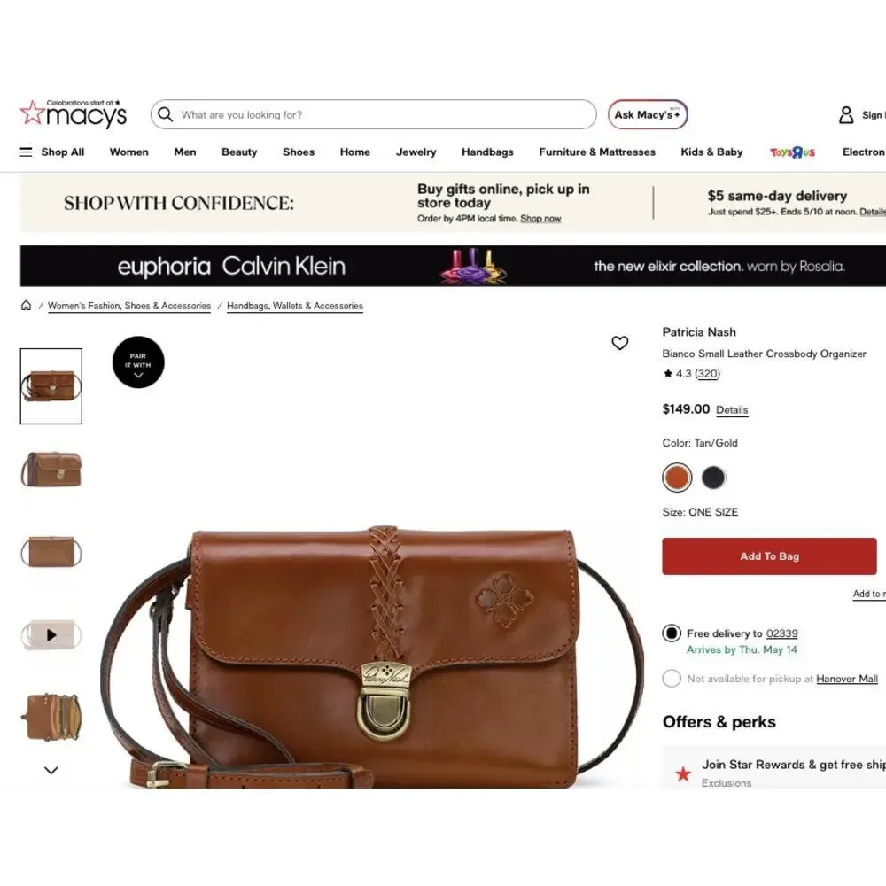 Patricia Nash Bianco Leather Crossbody Satchel , Brown
